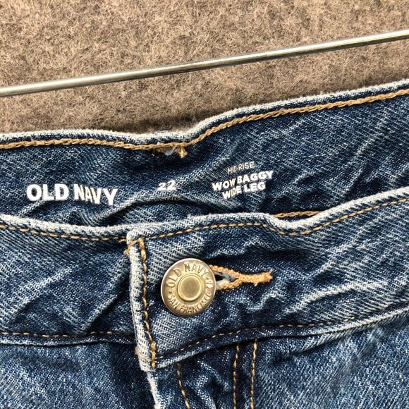 Old Navy Wow Mid Rise Baggy Wide Leg Jeans Womens 22 Blue Medium Wash - Picture 6 of 11